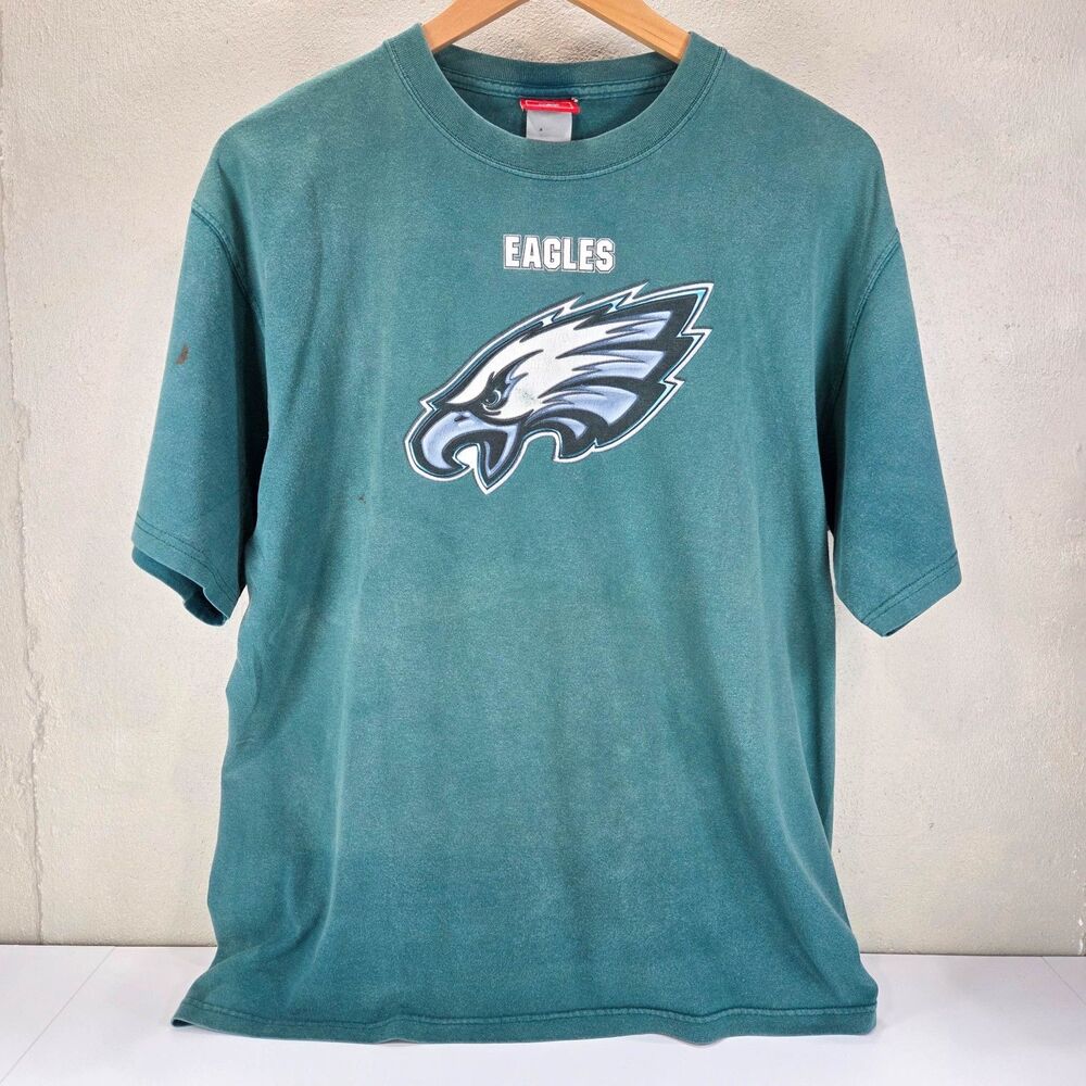 Vintage Y2K Philadelphia Eagles NFL Logo Faded Green T Shirt Sz XL